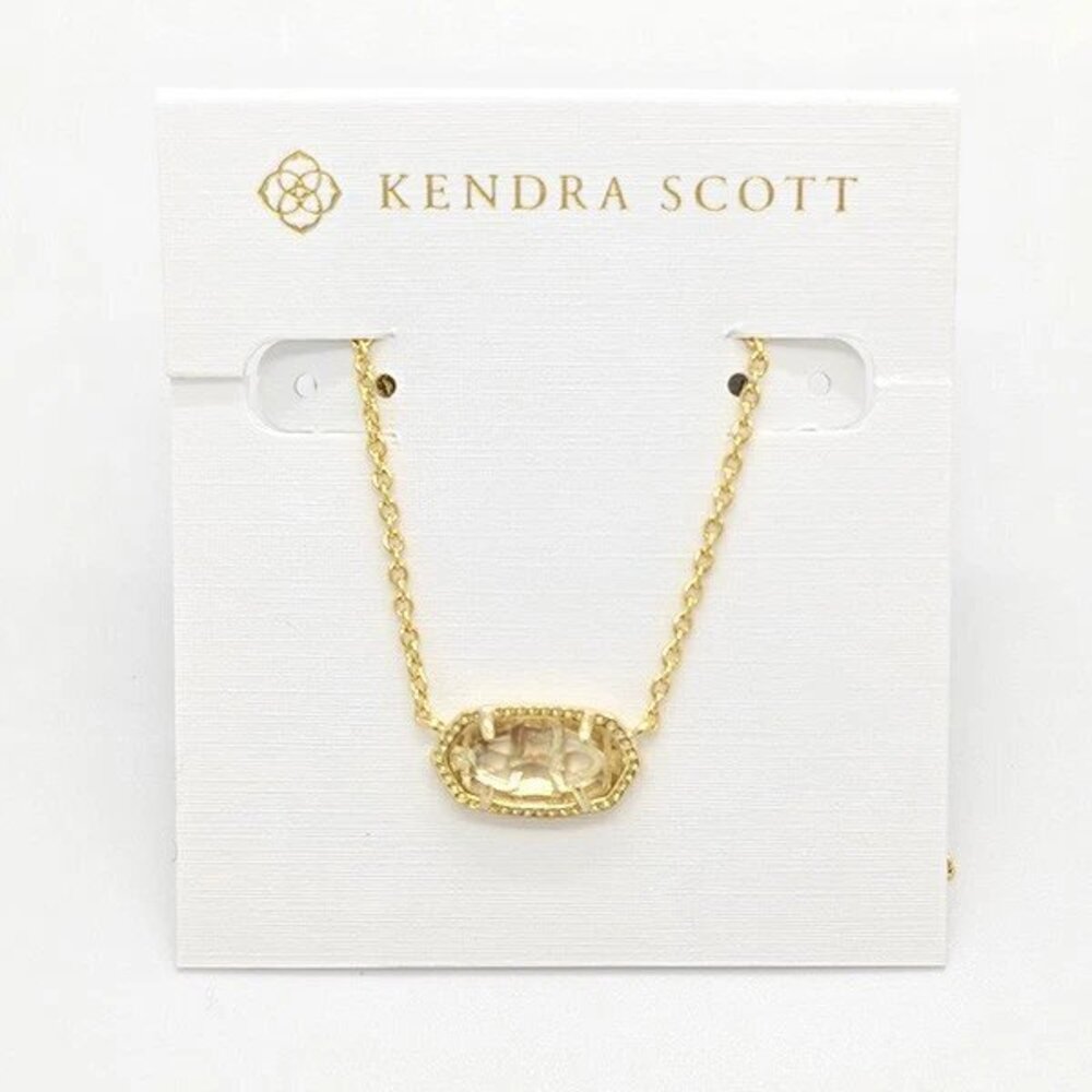 Kendra Scott Elisa Gold Pendant Necklace In Clear Glass